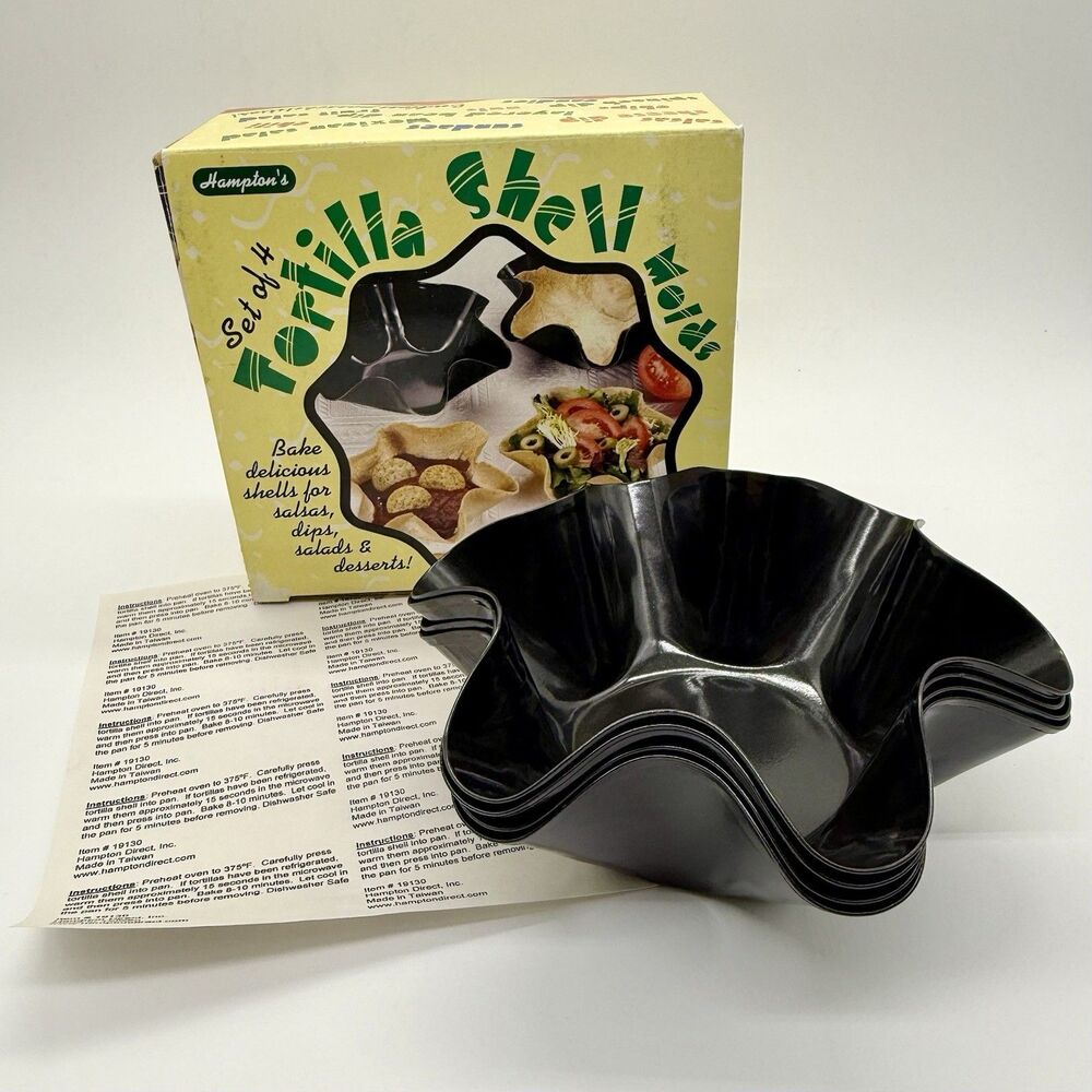 HAMPTON'S Set of Four Small Steel Tortilla Nonstick Molds Taco Salad Bowl - NEW